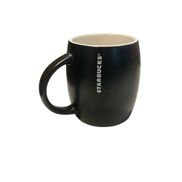 Starbucks 2011 Coffee Mug Barrel Matte Black White Etched Mermaid Siren Logo - Picture 4 of 5